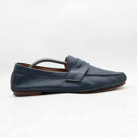 Ralph Lauren Men's Size 11 D Navy Blue Leather Penny Loafers Driving Moccasins - Picture 1 of 10